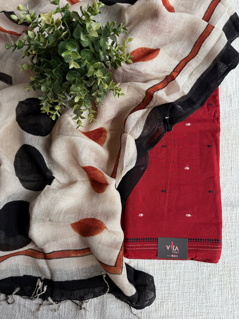 Jamdani top and bottom with linen dupatta