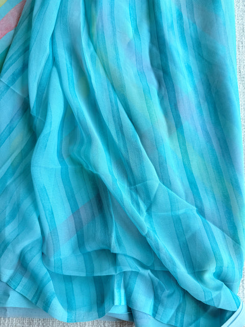 Floral printed georgette saree