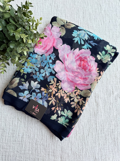 Floral printed georgette saree