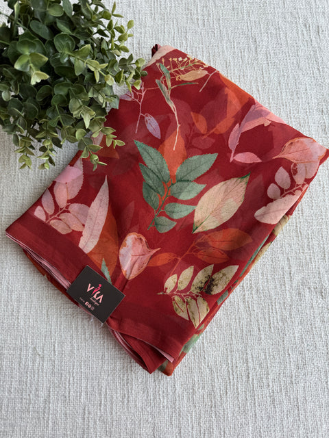 Floral printed georgette saree