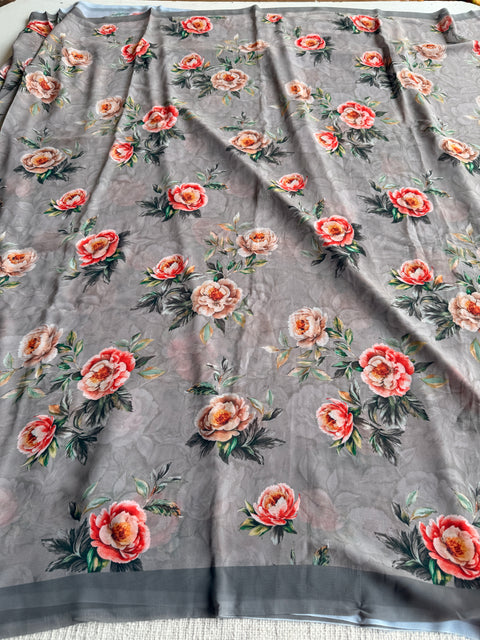 Floral printed georgette saree