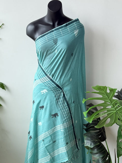 Handspun pure jamdani cotton saree