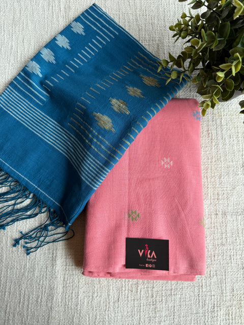 Emb Cotton suit set with jamdhani dupatta