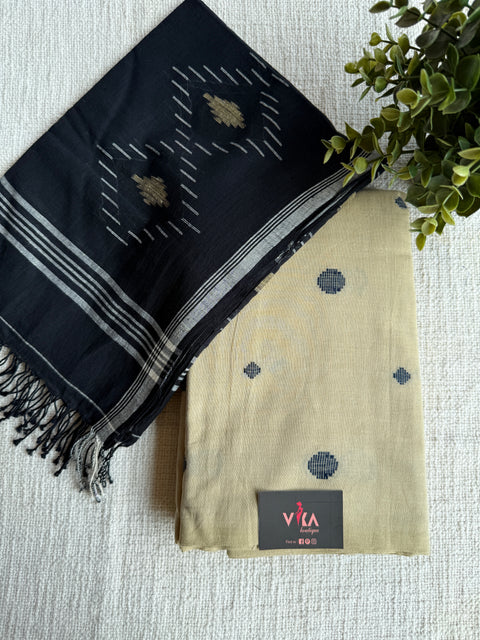 Emb Cotton suit set with jamdhani dupatta