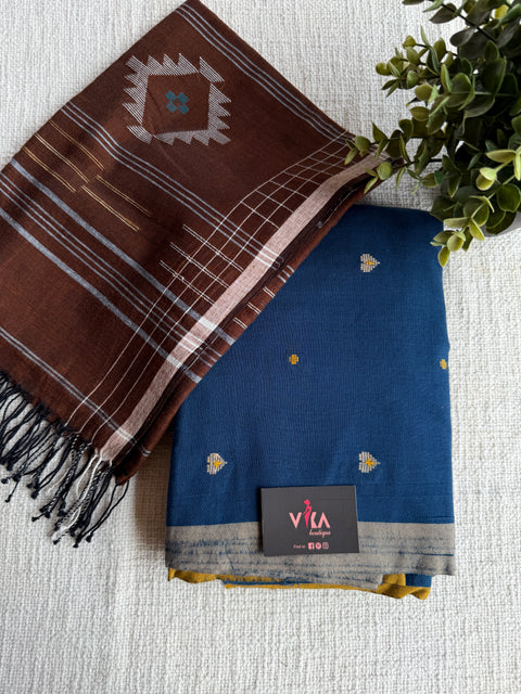 Emb Cotton suit set with jamdhani dupatta