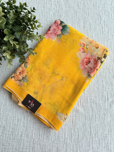 Floral printed georgette saree