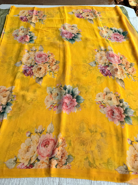 Floral printed georgette saree