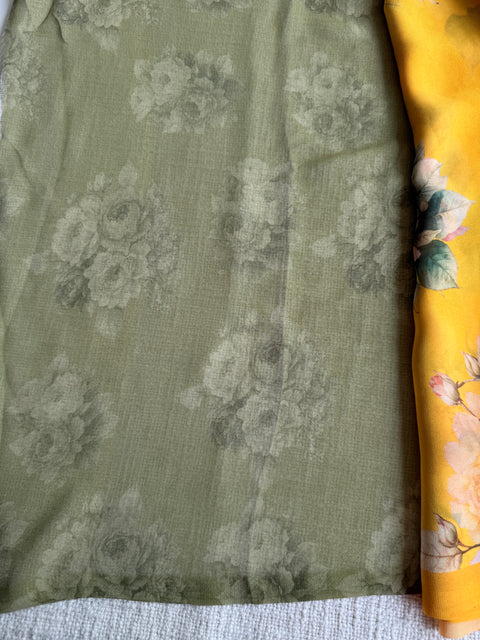 Floral printed georgette saree