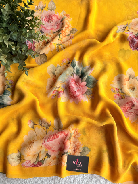 Floral printed georgette saree
