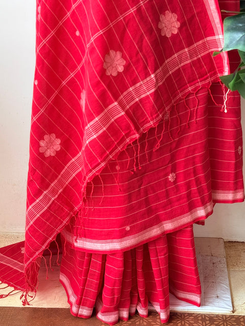 Handspun pure jamdani cotton saree
