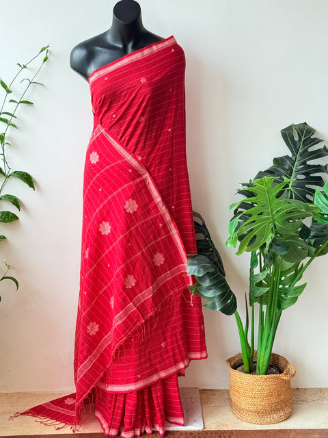 Handspun pure jamdani cotton saree