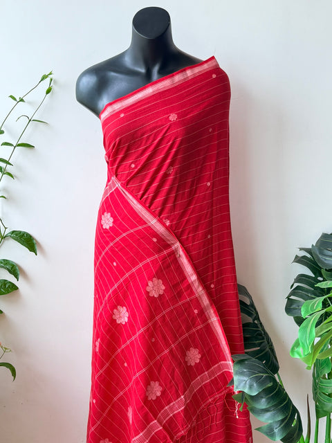 Handspun pure jamdani cotton saree