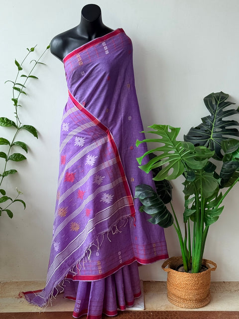 Handspun pure jamdani cotton saree