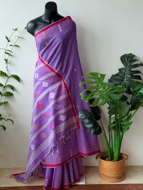 Handspun pure jamdani cotton saree