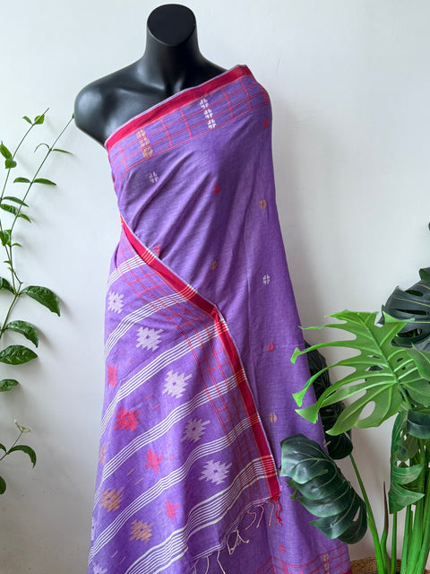 Handspun pure jamdani cotton saree