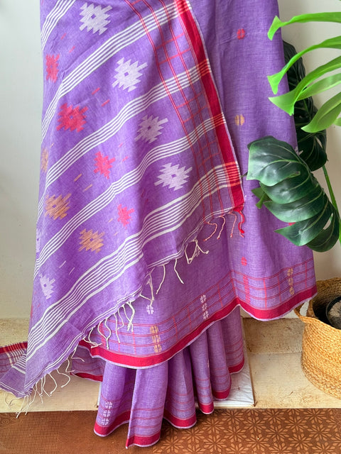 Handspun pure jamdani cotton saree
