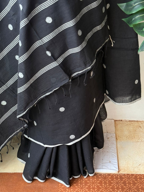 Handspun pure jamdani cotton saree