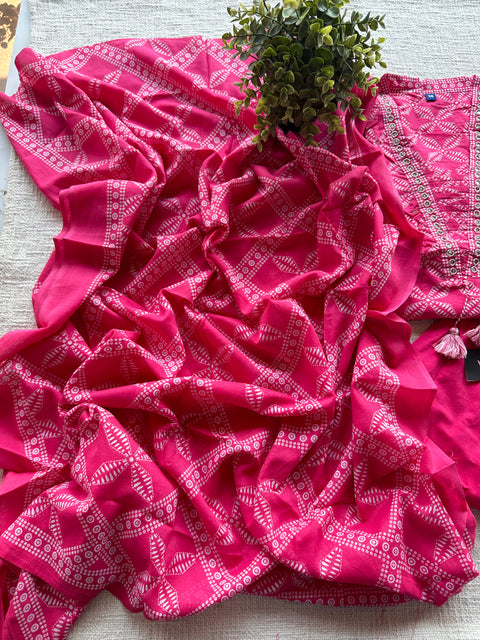 Pink Printed cotton suit set