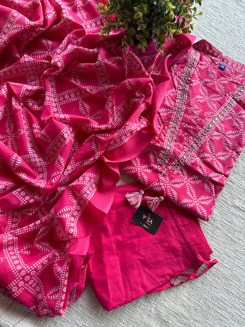 Pink Printed cotton suit set