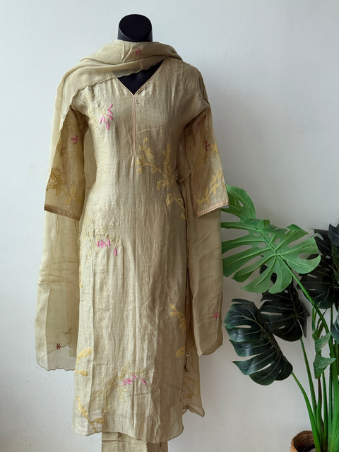 Beryl Green mul chanderi suit set