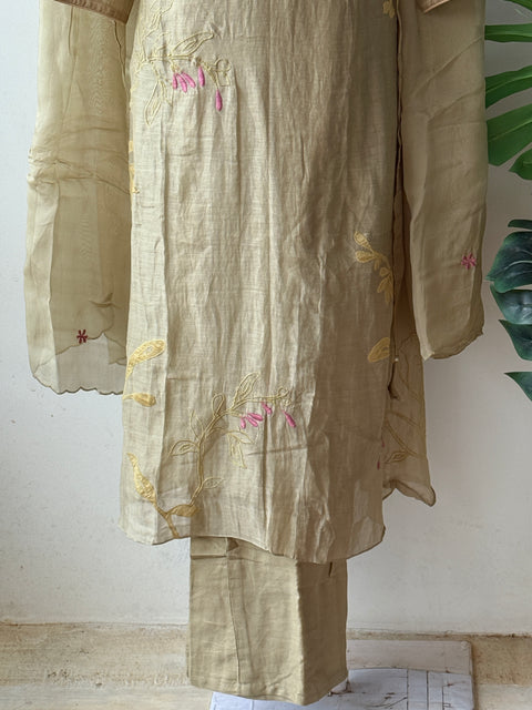 Beryl Green mul chanderi suit set