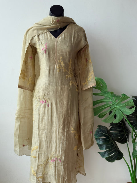 Beryl Green mul chanderi suit set