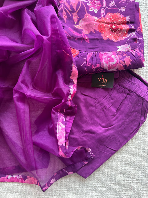 Purple organza nyra cut suit set
