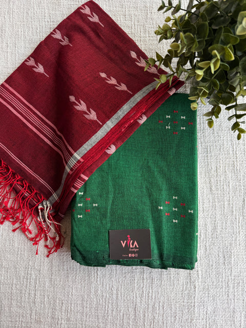 Cotton suit set with jamdhani dupatta