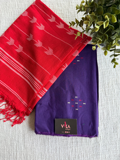Cotton suit set with jamdhani dupatta