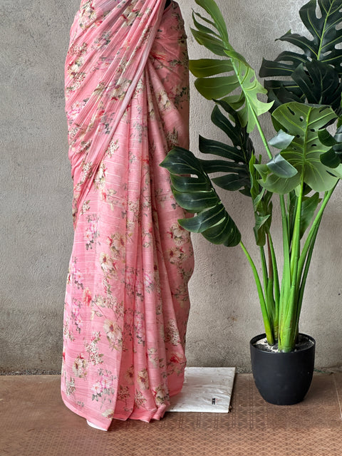 Floral printed georgette saree