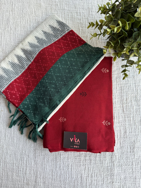 Cotton suit set with ikat cotton dupatta