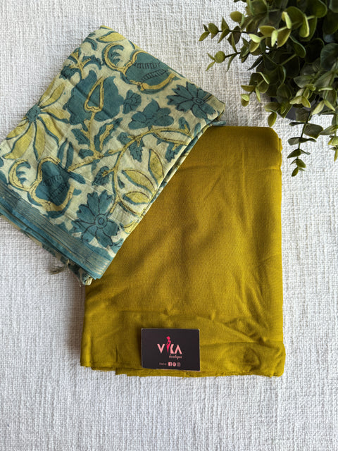 Cotton suit set with kalamkari cotton dupatta