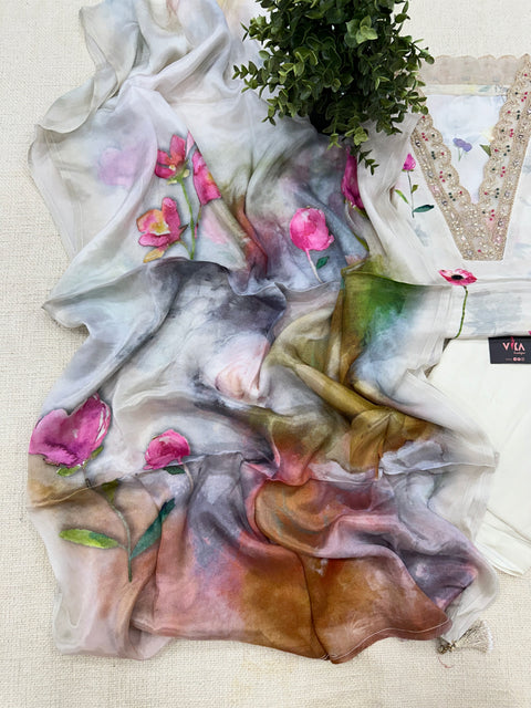 Floral prints muslin silk salwar material