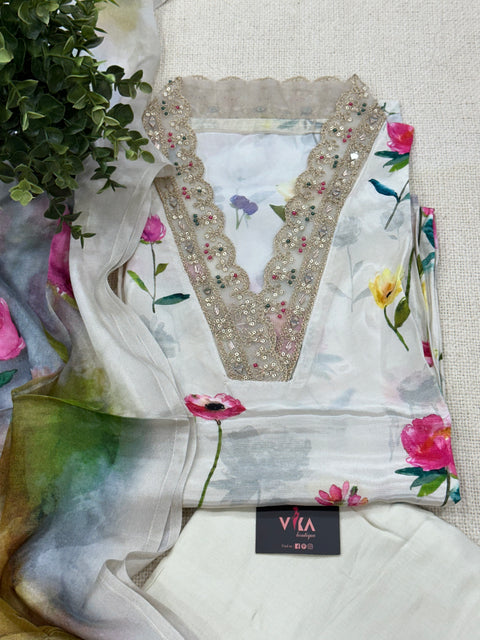 Floral prints muslin silk salwar material