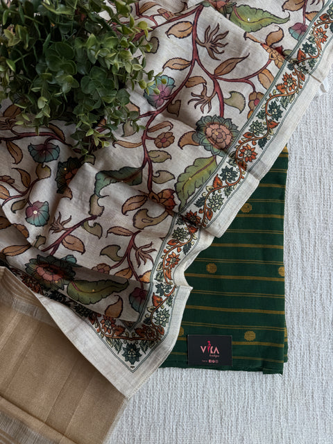 Handloom suit set with kalamkari dupatta