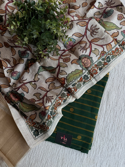 Handloom suit set with kalamkari dupatta