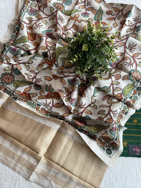 Handloom suit set with kalamkari dupatta
