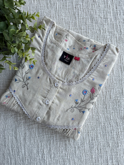 Premium Emb Tencel Linen Nighty