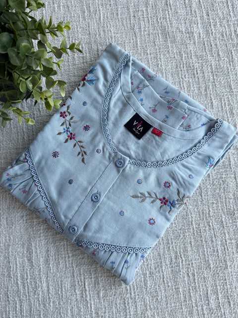 Premium Emb Tencel Linen Nighty