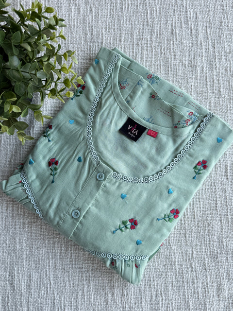 Premium Emb Tencel Linen Nighty