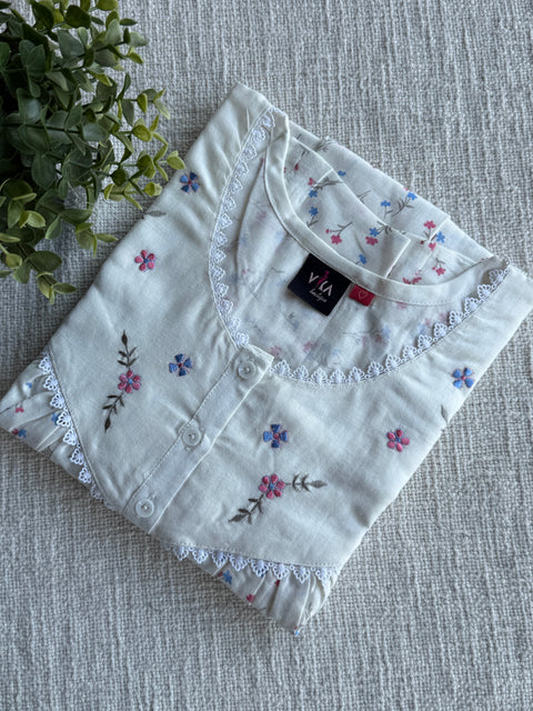 Premium Emb Tencel Linen Nighty