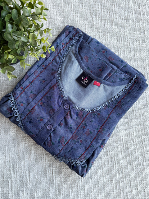 Premium Emb Tencel Denim Nighty