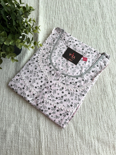 L size printed cotton nighty