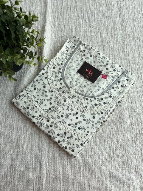 L size printed cotton nighty