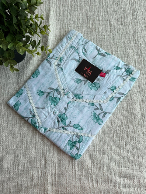 L size printed cotton nighty