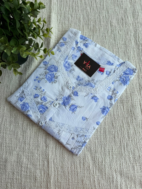 L size printed cotton nighty