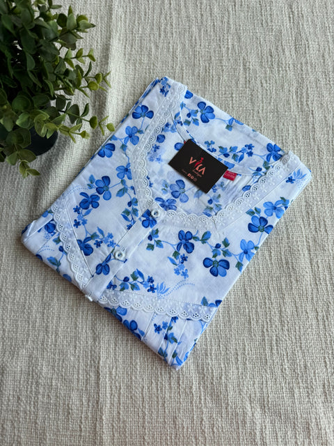 L size printed cotton nighty