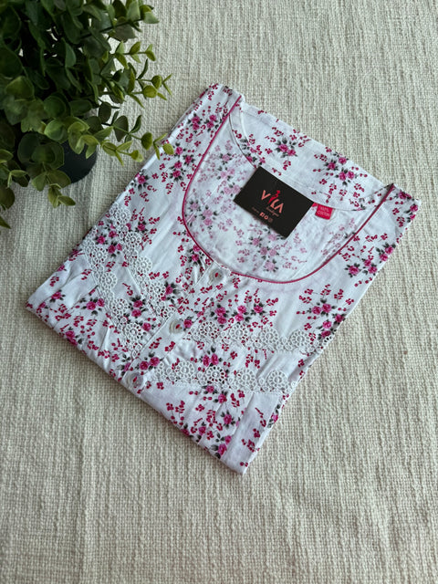 L size printed cotton nighty