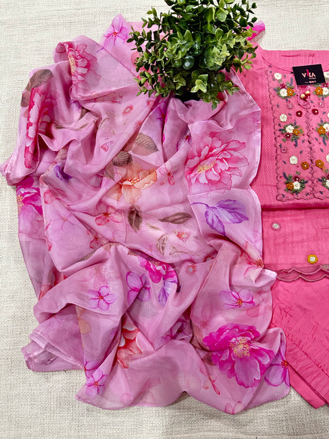 Readymade cotton salwar suit set - Candy Pink