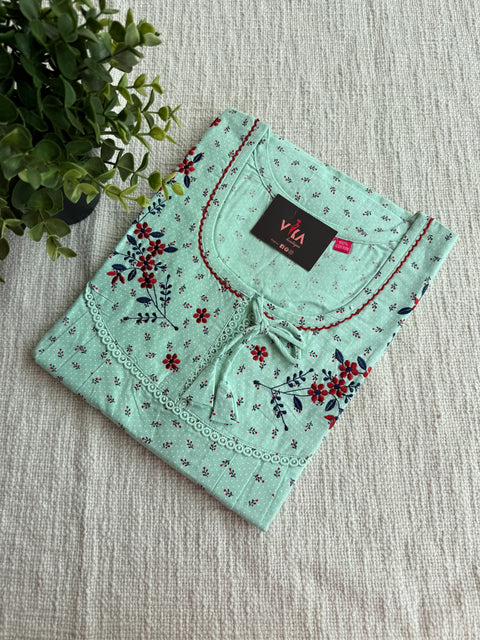 L size printed cotton nighty